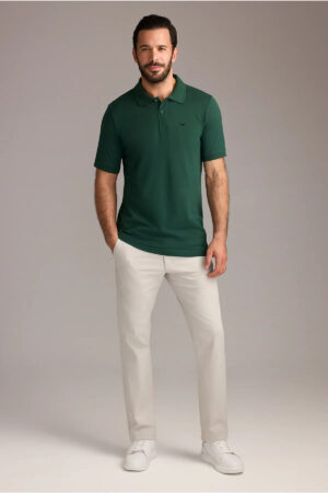 Men's Classic Fit Polo Shirt in Forest Green - Casual Elegance