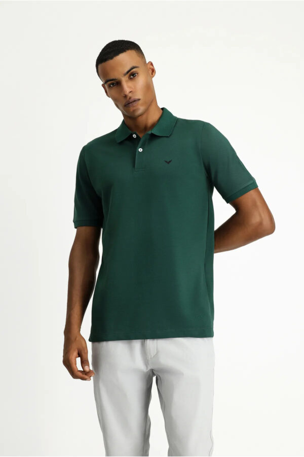 Men's Classic Fit Polo Shirt in Forest Green - Casual Elegance - Image 2