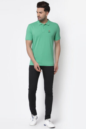Men's Mint Green Polo T-Shirt – Cotton Blend | Slim Fit Casual Wear