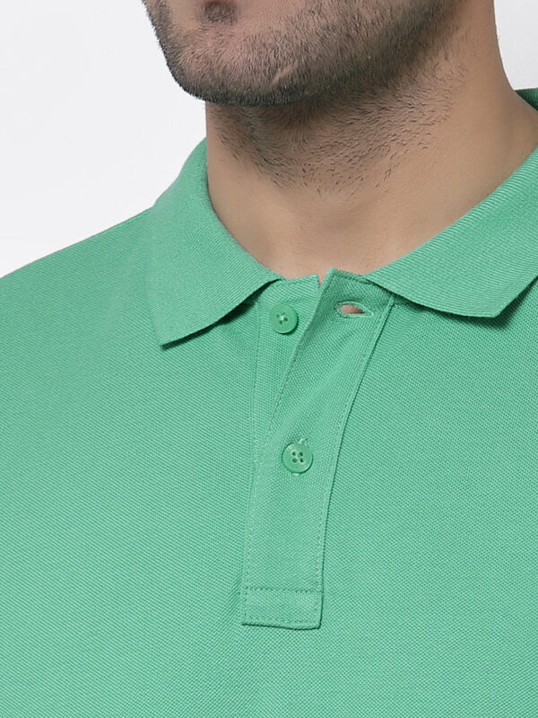 Men's Mint Green Polo T-Shirt – Cotton Blend | Slim Fit Casual Wear - Image 2