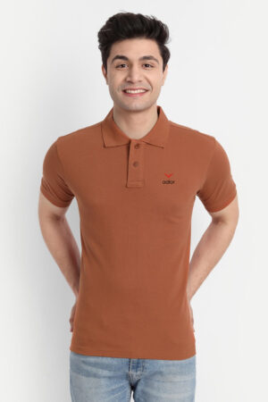 Men's Classic Rust Brown Polo T-Shirt –Premium Cotton Blend