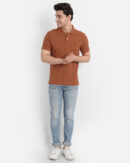 Men's Classic Rust Brown Polo T-Shirt –Premium Cotton Blend