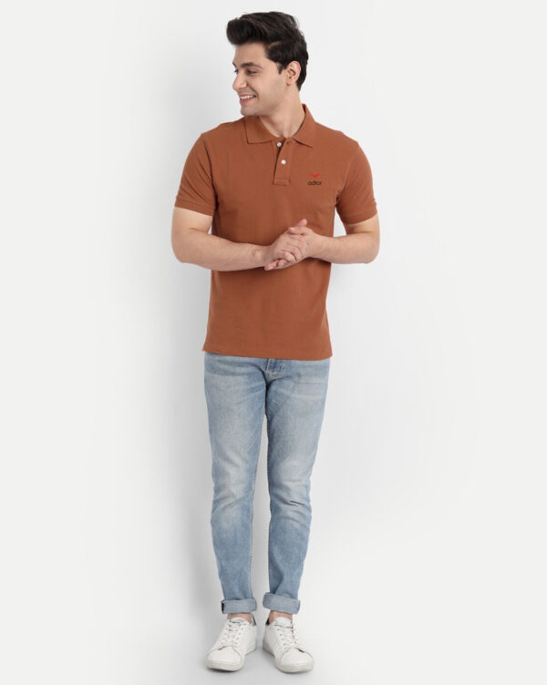 Men's Classic Rust Brown Polo T-Shirt –Premium Cotton Blend - Image 3